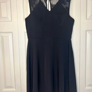 White House Black Market- Black Sleeveless Dress with Mesh Detail- Size 14